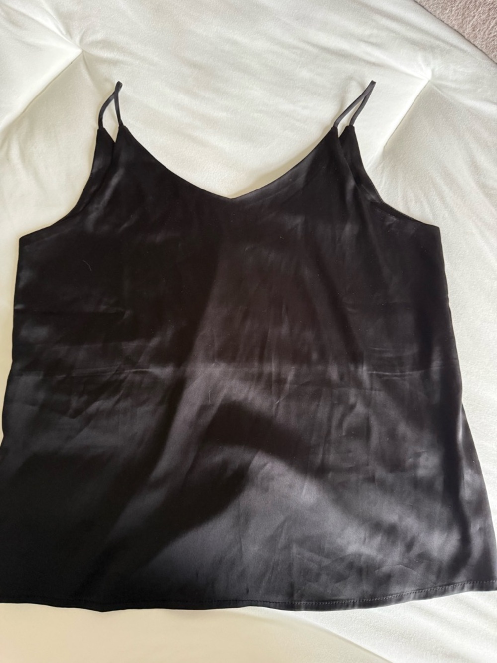 Black Satin V-Neck Spaghetti Strap Camisole